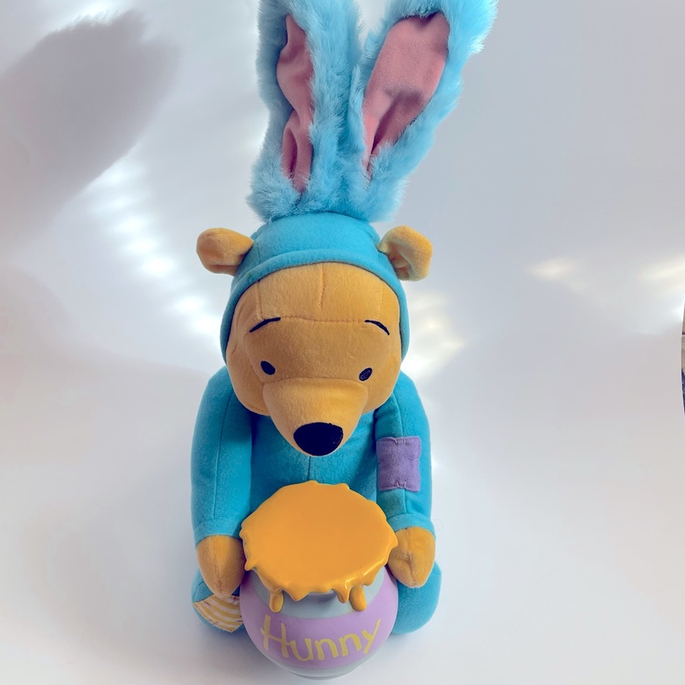 Winnie the Pooh as Rabbit Talking Blue Honey Pot Bunny Plush Applause Disney 16"